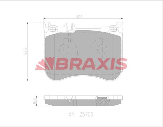Braxis AA0765 - Тормозные колодки, дисковые, комплект autosila-amz.com