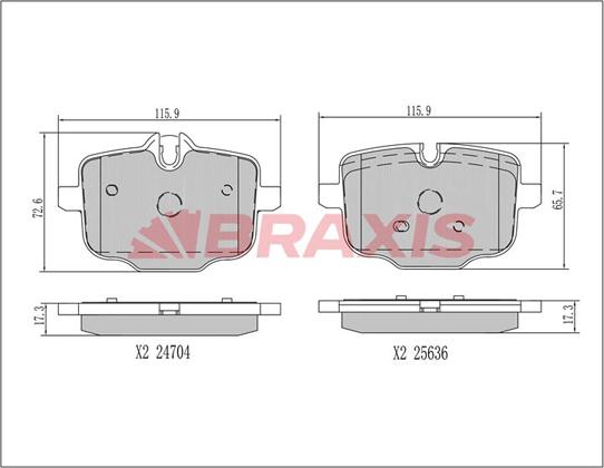 Braxis AA0768 - Тормозные колодки, дисковые, комплект autosila-amz.com