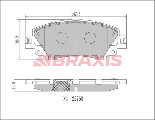 Braxis AA0716 - Тормозные колодки, дисковые, комплект autosila-amz.com
