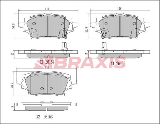 Braxis AA0786 - Тормозные колодки, дисковые, комплект autosila-amz.com
