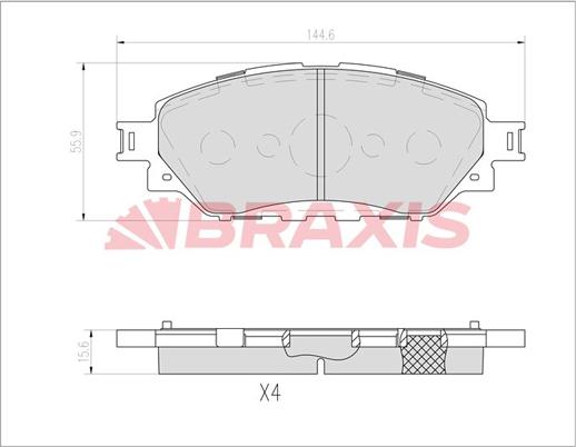 Braxis AA0722 - Тормозные колодки, дисковые, комплект autosila-amz.com