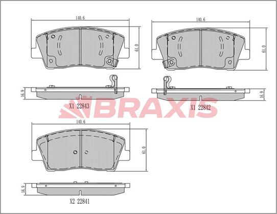 Braxis AA0774 - Тормозные колодки, дисковые, комплект autosila-amz.com