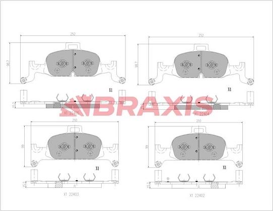 Braxis AA0773 - Тормозные колодки, дисковые, комплект autosila-amz.com