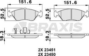 Braxis AB0495 - Тормозные колодки, дисковые, комплект autosila-amz.com