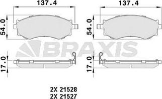 Braxis AB0496 - Тормозные колодки, дисковые, комплект autosila-amz.com