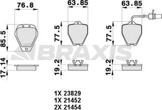 Braxis AB0446 - Тормозные колодки, дисковые, комплект autosila-amz.com