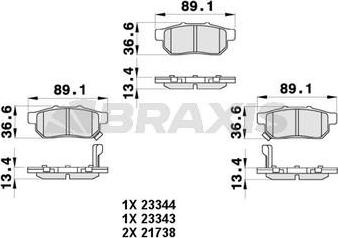 Braxis AB0455 - Тормозные колодки, дисковые, комплект autosila-amz.com