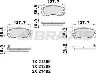 Braxis AB0451 - Тормозные колодки, дисковые, комплект autosila-amz.com