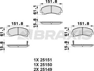 Braxis AB0400 - Тормозные колодки, дисковые, комплект autosila-amz.com