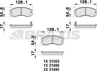 Braxis AB0402 - Тормозные колодки, дисковые, комплект autosila-amz.com