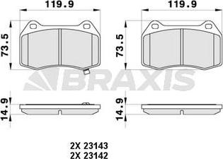 Braxis AB0410 - Тормозные колодки, дисковые, комплект autosila-amz.com