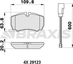 Braxis AB0411 - Тормозные колодки, дисковые, комплект autosila-amz.com