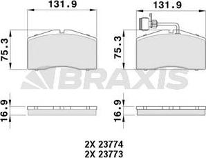 Braxis AB0480 - Тормозные колодки, дисковые, комплект autosila-amz.com