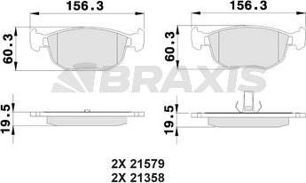 Braxis AB0488 - Тормозные колодки, дисковые, комплект autosila-amz.com