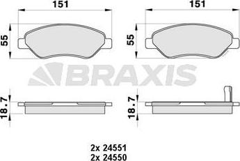 Braxis AB0434 - Тормозные колодки, дисковые, комплект autosila-amz.com