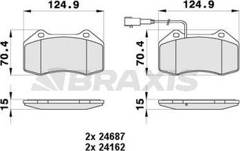 Braxis AB0435 - Тормозные колодки, дисковые, комплект autosila-amz.com