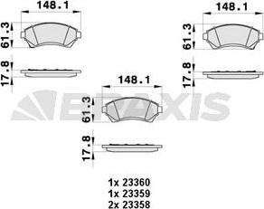 Braxis AB0432 - Тормозные колодки, дисковые, комплект autosila-amz.com