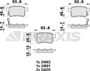 Braxis AB0437 - Тормозные колодки, дисковые, комплект autosila-amz.com
