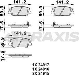 Braxis AB0425 - Тормозные колодки, дисковые, комплект autosila-amz.com