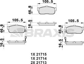 Braxis AB0479 - Тормозные колодки, дисковые, комплект autosila-amz.com