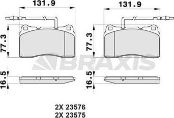 Braxis AB0472 - Тормозные колодки, дисковые, комплект autosila-amz.com