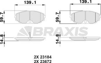 Braxis AB0509 - Тормозные колодки, дисковые, комплект autosila-amz.com