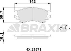 Braxis AB0515 - Тормозные колодки, дисковые, комплект autosila-amz.com