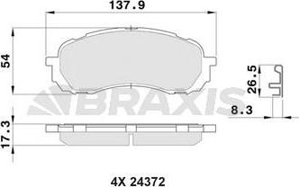 Braxis AB0531 - Тормозные колодки, дисковые, комплект autosila-amz.com