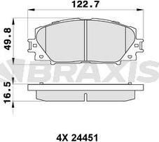 Braxis AB0537 - Тормозные колодки, дисковые, комплект autosila-amz.com