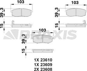 Braxis AB0523 - Тормозные колодки, дисковые, комплект autosila-amz.com