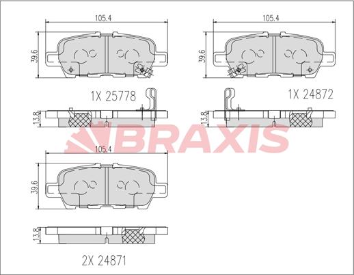 Braxis AB0617 - Тормозные колодки, дисковые, комплект autosila-amz.com