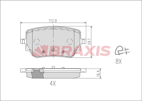 Braxis AB0633 - Тормозные колодки, дисковые, комплект autosila-amz.com