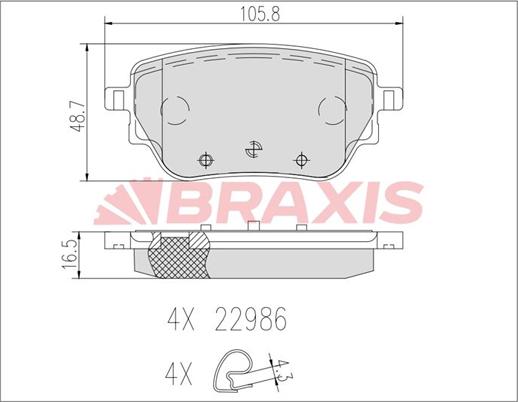 Braxis AB0632 - Тормозные колодки, дисковые, комплект autosila-amz.com