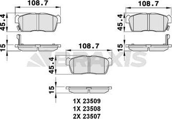 Braxis AB0095 - Тормозные колодки, дисковые, комплект autosila-amz.com