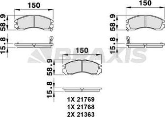 Braxis AB0090 - Тормозные колодки, дисковые, комплект autosila-amz.com