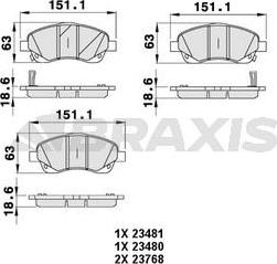 Braxis AB0055 - Тормозные колодки, дисковые, комплект autosila-amz.com