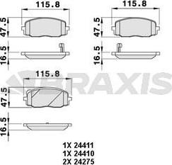 Braxis AB0052 - Тормозные колодки, дисковые, комплект autosila-amz.com