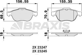 Braxis AB0061 - Тормозные колодки, дисковые, комплект autosila-amz.com