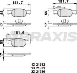Braxis AB0063 - Тормозные колодки, дисковые, комплект autosila-amz.com