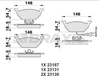 Braxis AB0002 - Тормозные колодки, дисковые, комплект autosila-amz.com