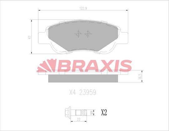 Braxis AB0010 - Тормозные колодки, дисковые, комплект autosila-amz.com