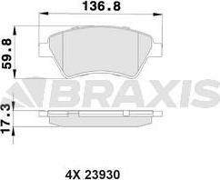 Braxis AB0018 - Тормозные колодки, дисковые, комплект autosila-amz.com