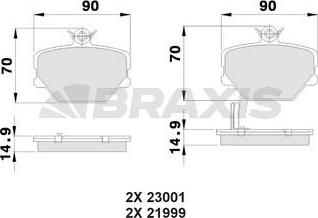 Braxis AB0013 - Тормозные колодки, дисковые, комплект autosila-amz.com