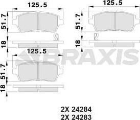 Braxis AB0017 - Тормозные колодки, дисковые, комплект autosila-amz.com