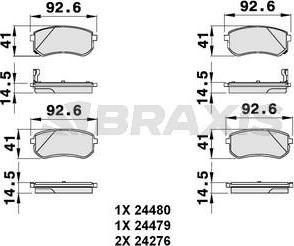 Braxis AB0084 - Тормозные колодки, дисковые, комплект autosila-amz.com