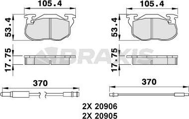 Braxis AB0039 - Тормозные колодки, дисковые, комплект autosila-amz.com