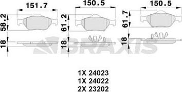 Braxis AB0030 - Тормозные колодки, дисковые, комплект autosila-amz.com