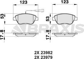 Braxis AB0032 - Тормозные колодки, дисковые, комплект autosila-amz.com