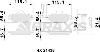Braxis AB0028 - Тормозные колодки, дисковые, комплект autosila-amz.com