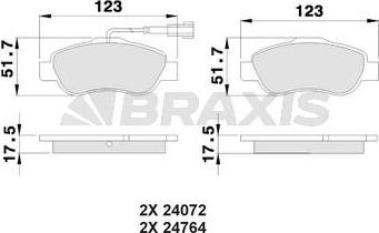 Braxis AB0022 - Тормозные колодки, дисковые, комплект autosila-amz.com